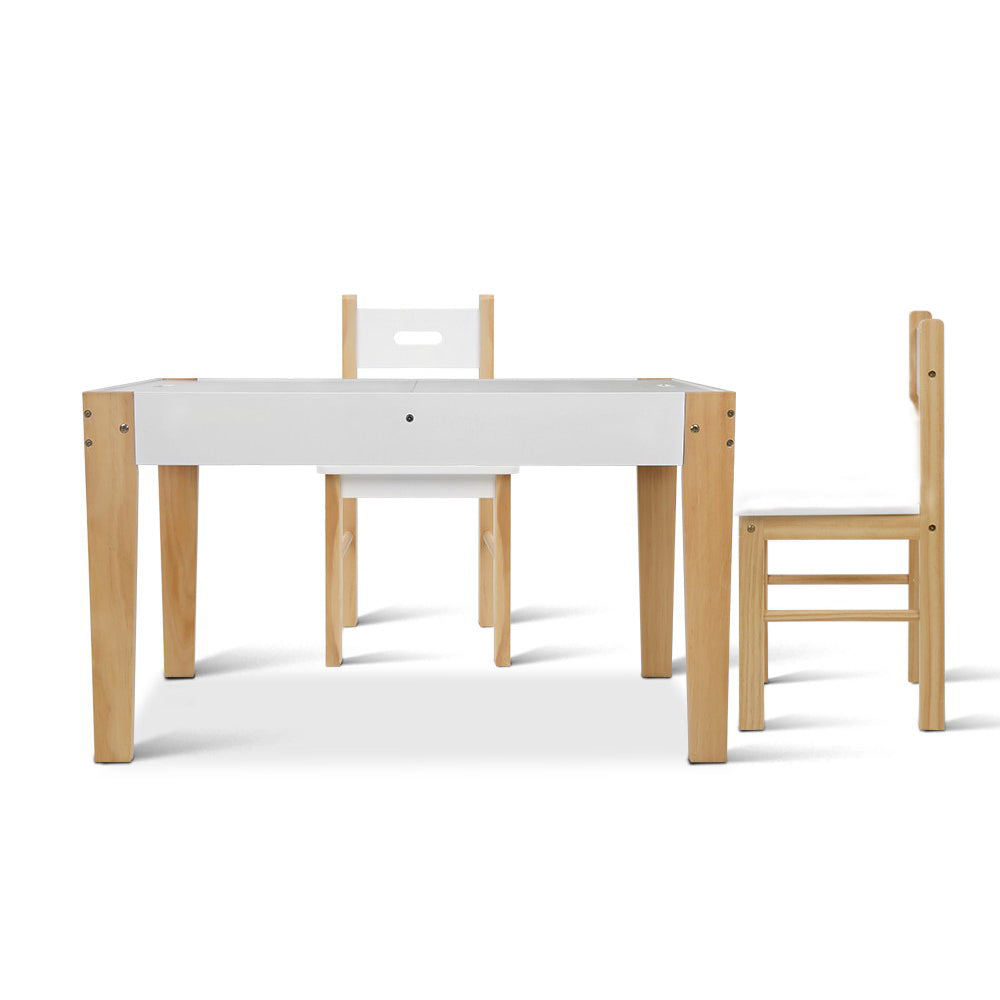 Kids Wooden Table & Chair 3PC Activity Set with Reversible Chalkboard Table Top - Homecoze