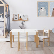 Kids Wooden Table & Chair 3PC Activity Set with Reversible Chalkboard Table Top - Homecoze