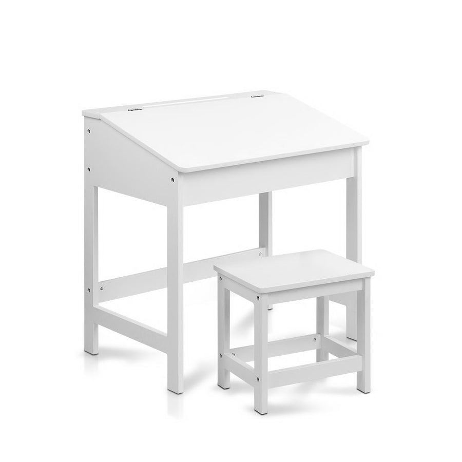 Kids Retro Style Drawing Activity Table & Chair Set - White Homecoze
