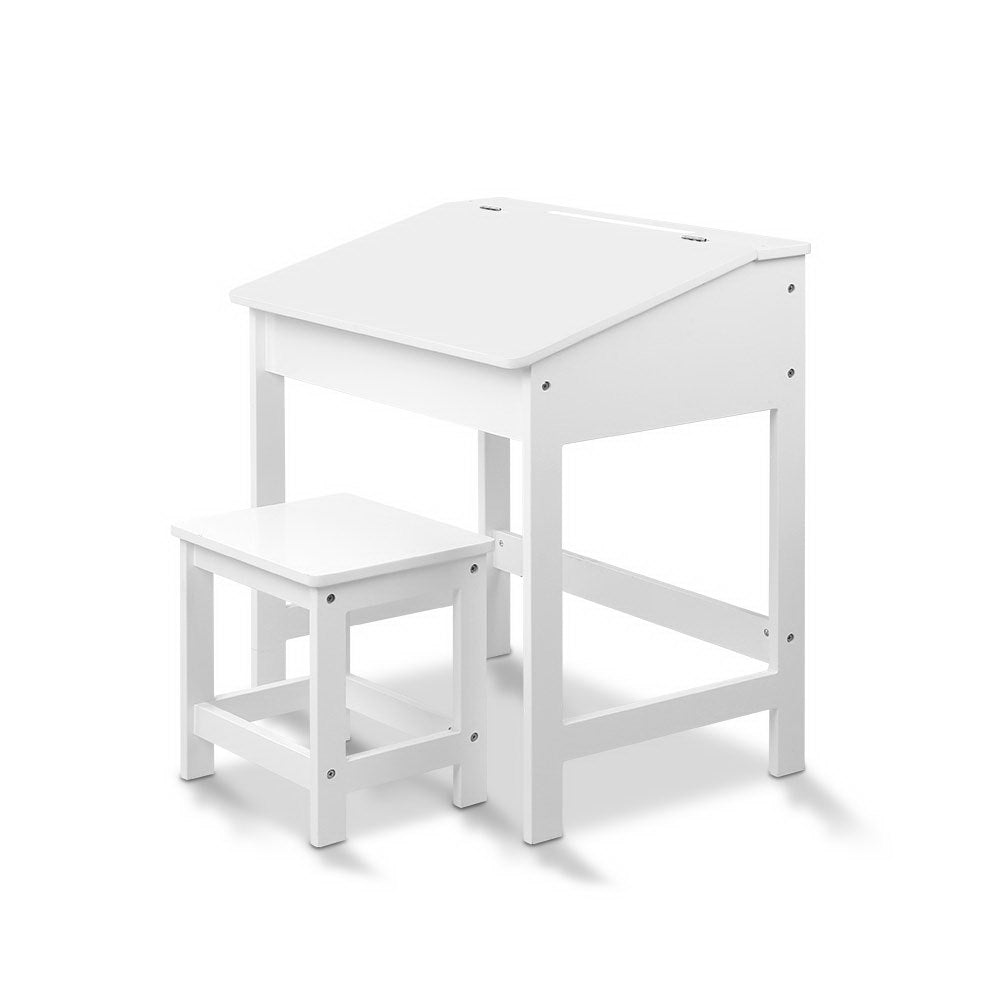 Kids Retro Style Drawing Activity Table & Chair Set - White Homecoze