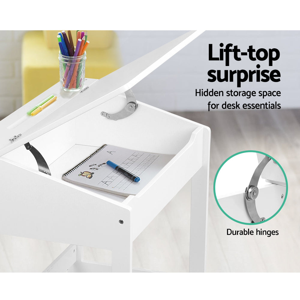 Kids Retro Style Drawing Activity Table & Chair Set - White Homecoze