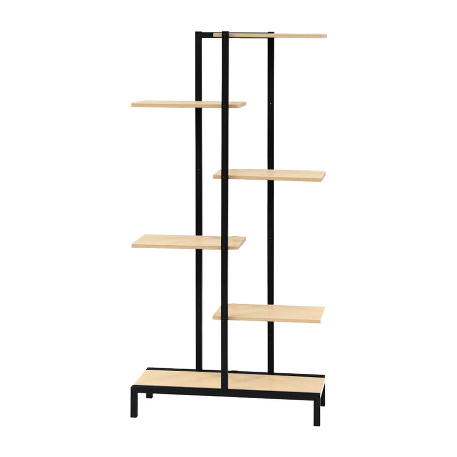 6-tier Indoor Outdoor Metal & Wood Plant Display Stand Homecoze