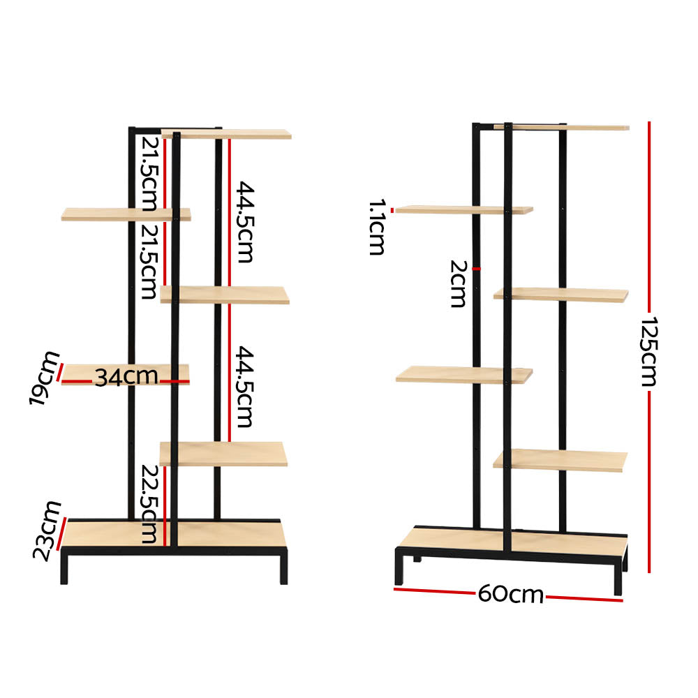 6-tier Indoor Outdoor Metal & Wood Plant Display Stand Homecoze