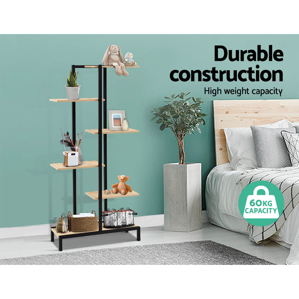 6-tier Indoor Outdoor Metal & Wood Plant Display Stand Homecoze
