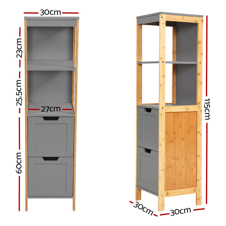 Bathroom & Laundry Storage Cabinet 115cm - Natural & Grey Homecoze