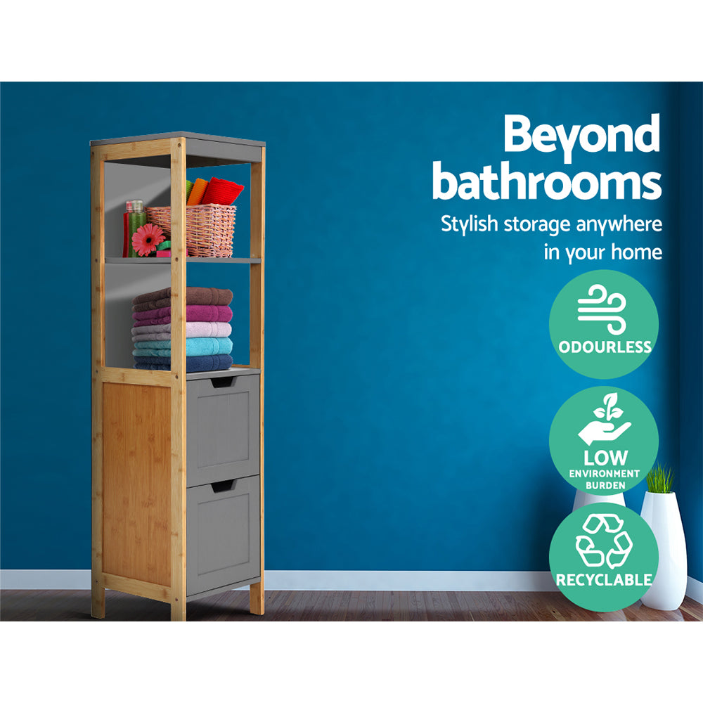 Bathroom & Laundry Storage Cabinet 115cm - Natural & Grey - Homecoze