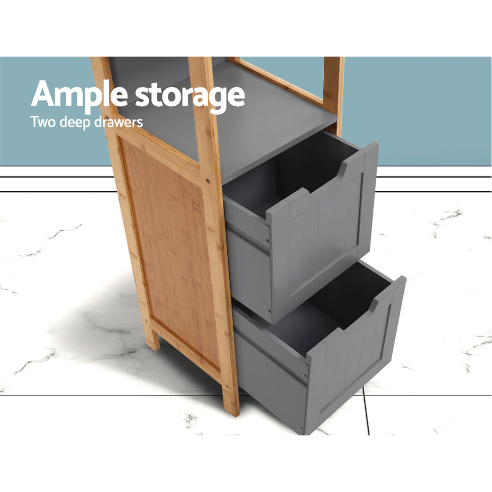 Bathroom & Laundry Storage Cabinet 115cm - Natural & Grey - Homecoze