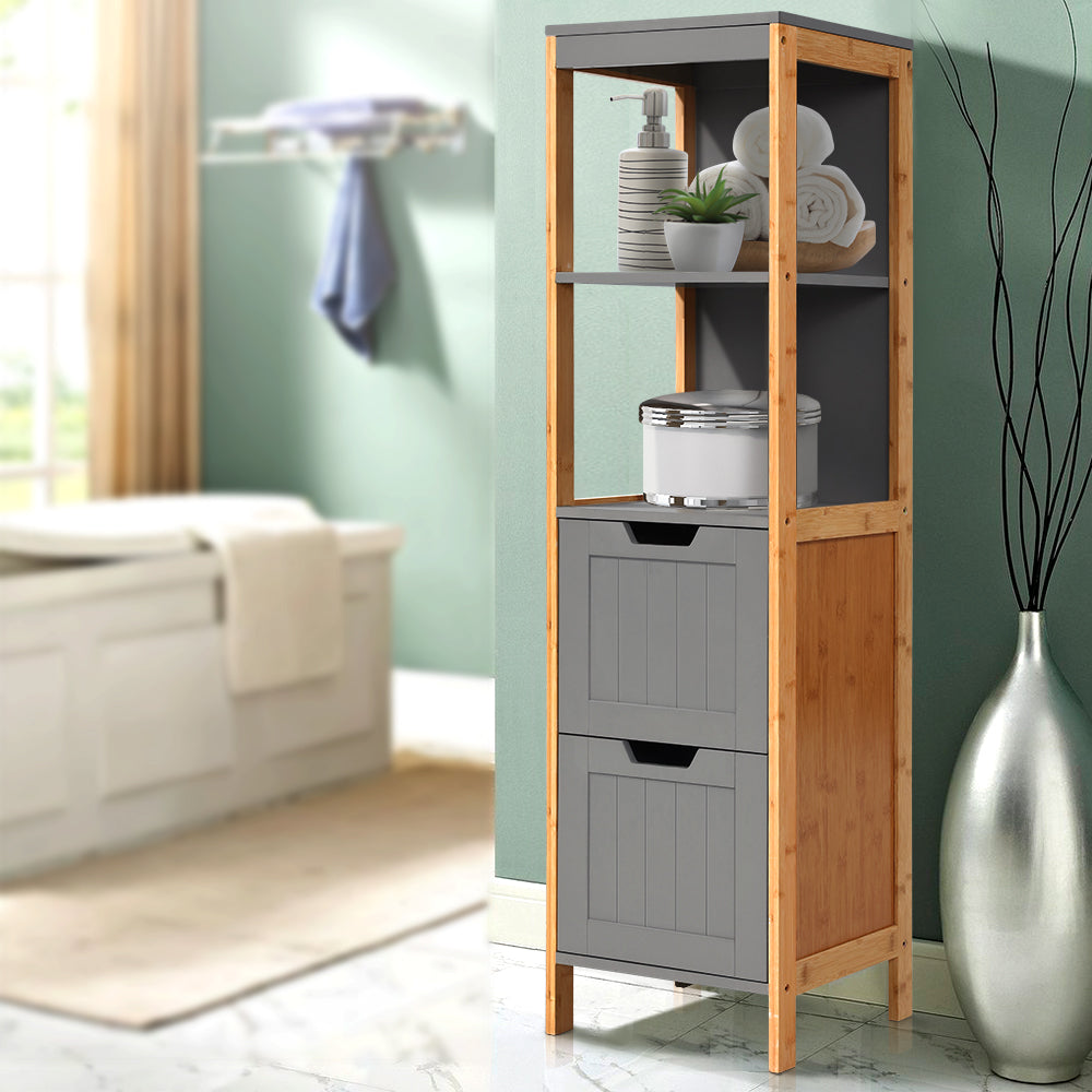 Bathroom & Laundry Storage Cabinet 115cm - Natural & Grey - Homecoze