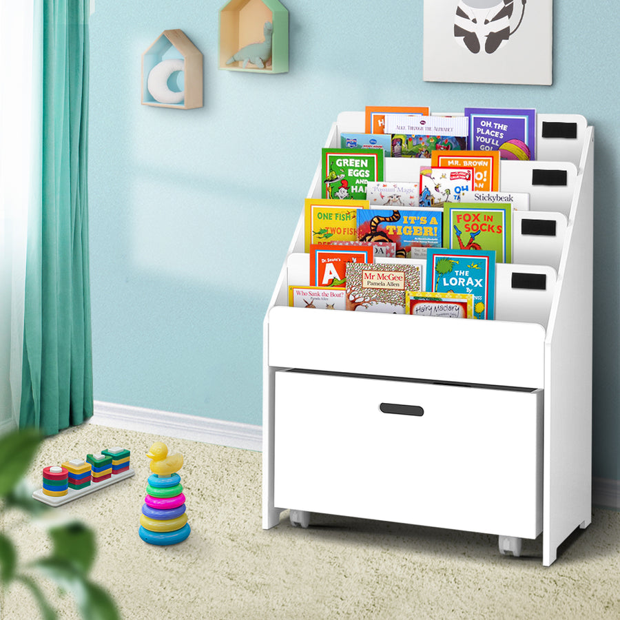 Kids Bookshelf Storage Organiser with Toy Drawer Homecoze