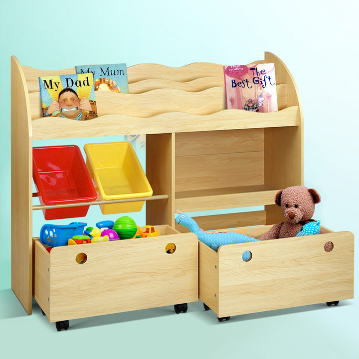 Kids Bookshelf Organiser with Toy Storage Boxes & Display Rack Homecoze