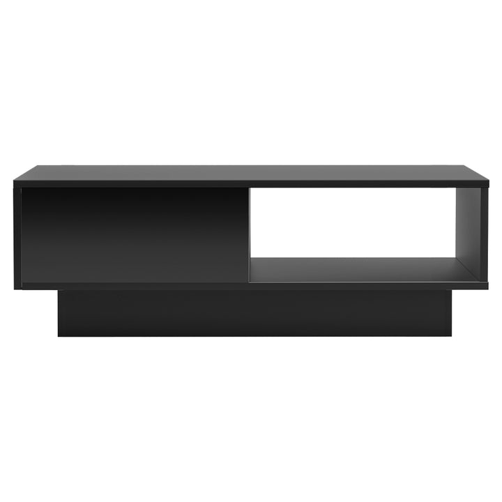 Modern LED Light High Gloss Coffee Table with Shelf & Storage Drawer - Black Homecoze