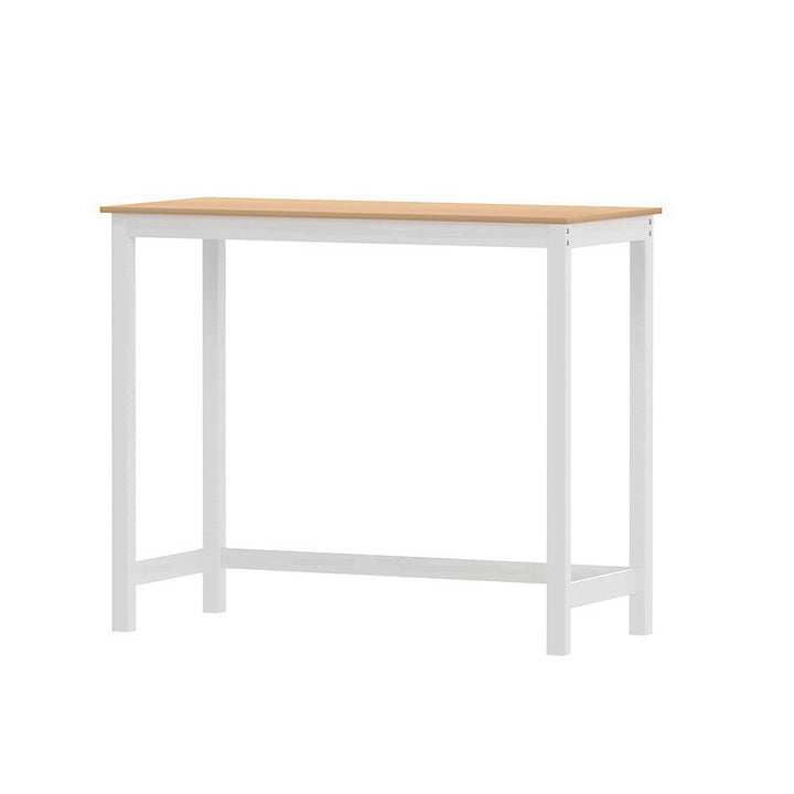 Modern Chic Wooden Bar Table High Top Desk Kitchen Counter White & Oak Homecoze