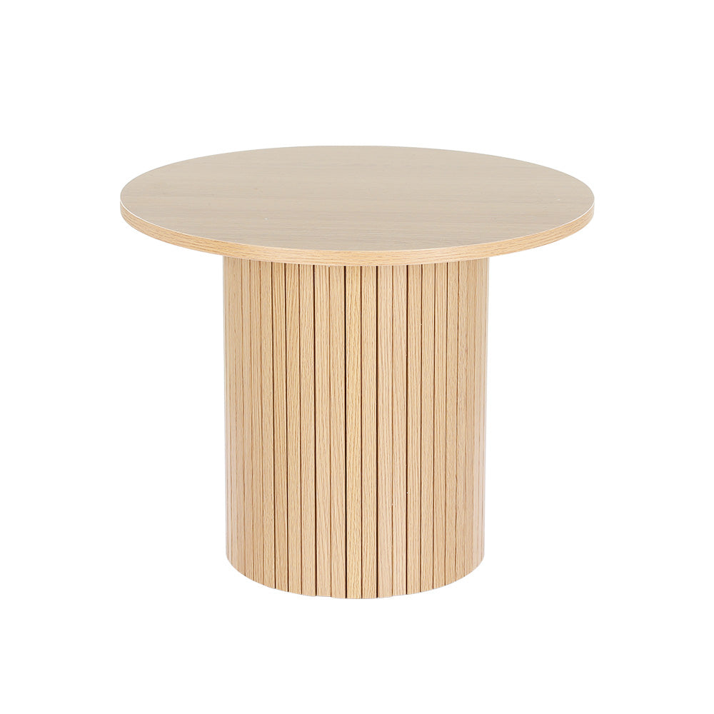 Modern Round Fluted Base Coffee Table - Pine Homecoze