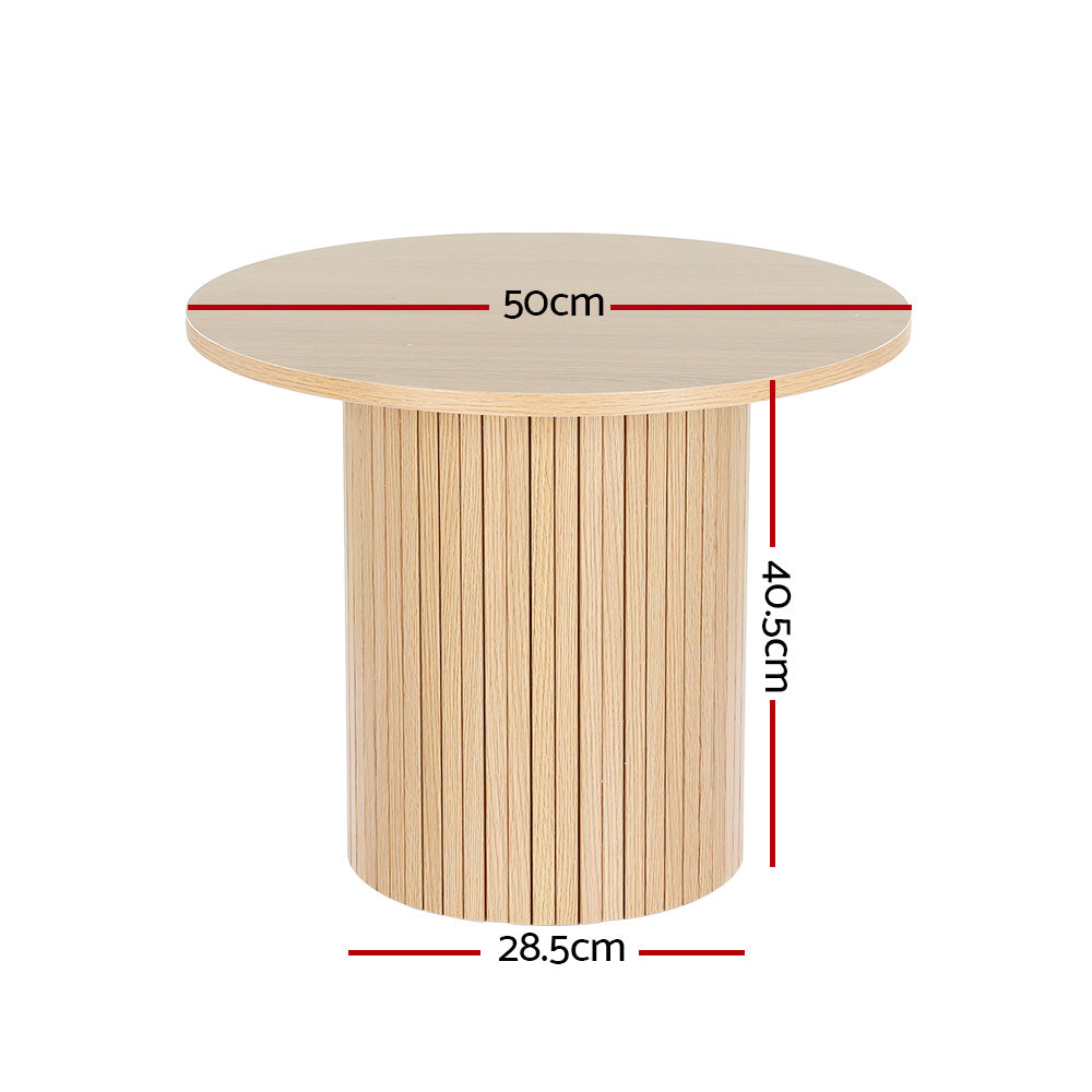 Modern Round Fluted Base Coffee Table - Pine Homecoze