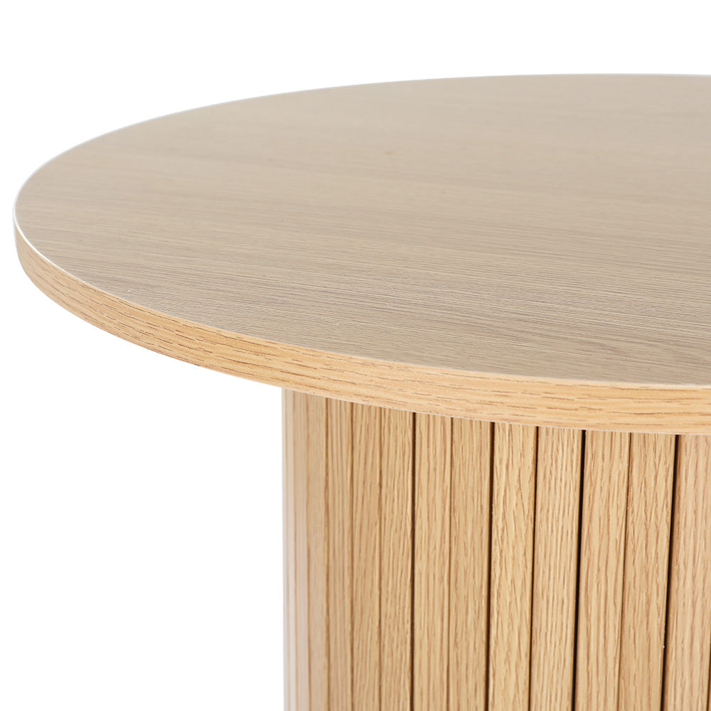 Modern Round Fluted Base Coffee Table - Pine Homecoze