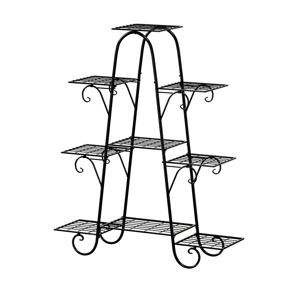 Metal Flower Pots Plant Stand Indoor or Outdoor Garden Shelf Black Homecoze