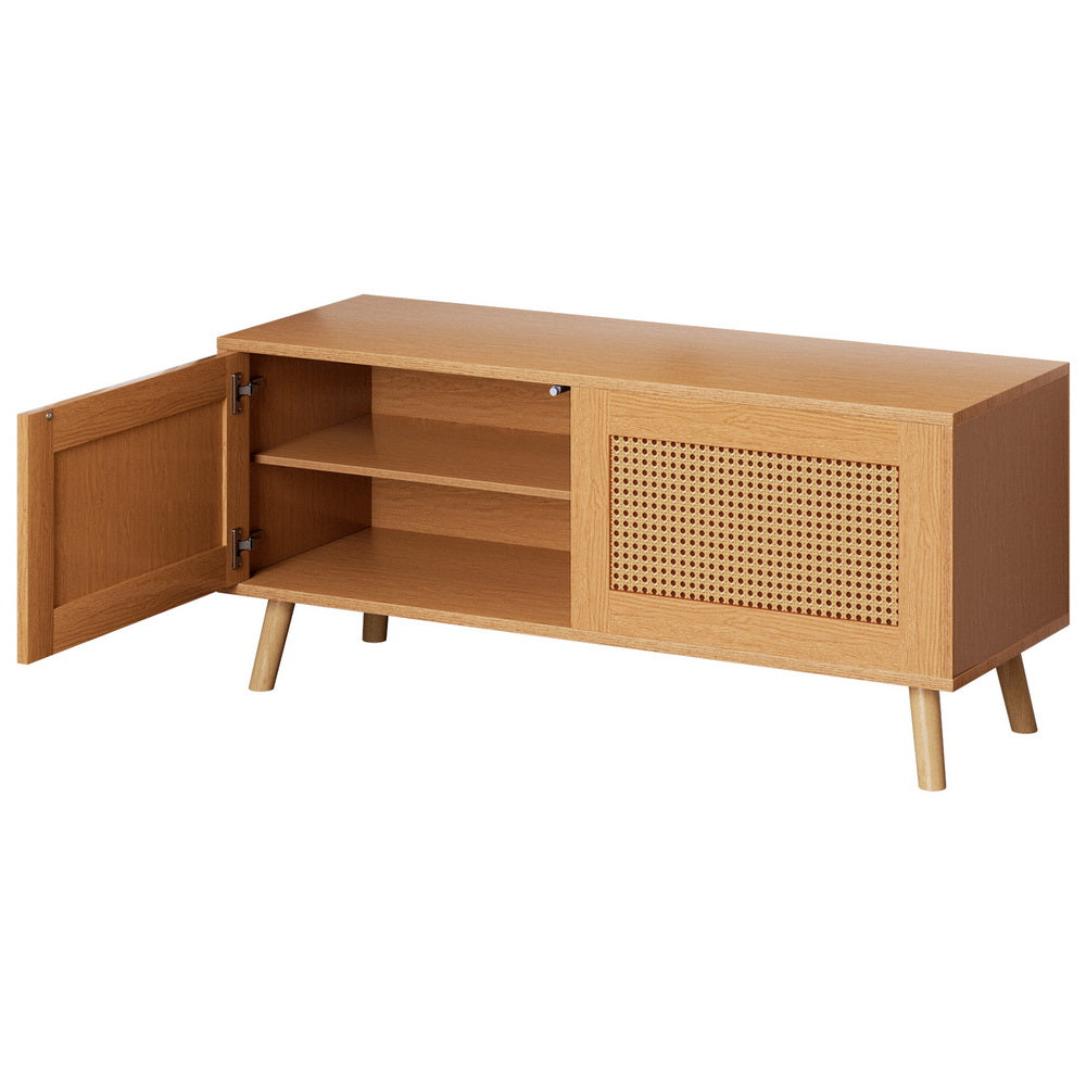 Shoe Storage Cabinet Faux Rattan Style - Pine - Homecoze