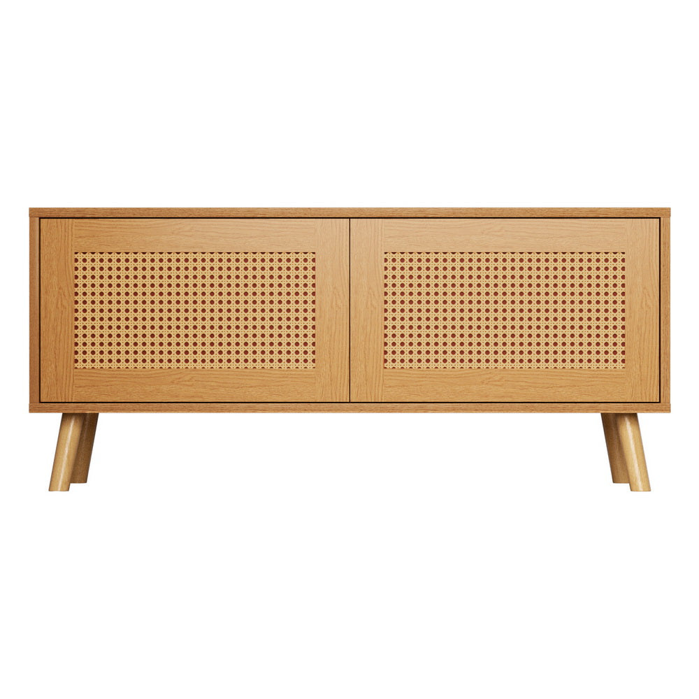 Shoe Storage Cabinet Faux Rattan Style - Pine - Homecoze
