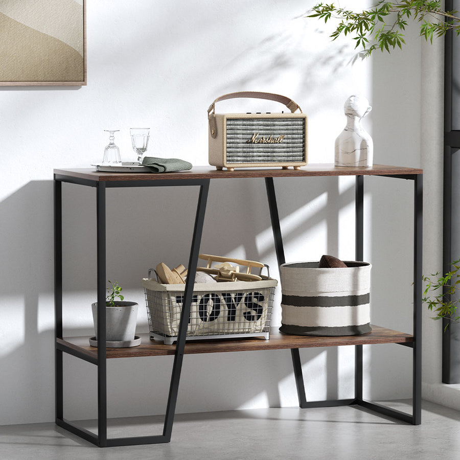 Modern Industrial Style Open Shelf Console Table Metal Display Shelf 106cm Homecoze