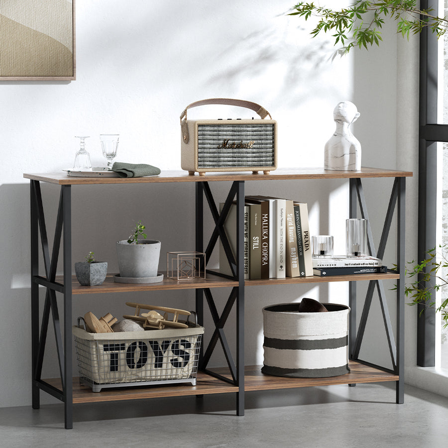 Industrial Style Open Shelf Console Hallway Entry Table Metal Display 120cm Homecoze