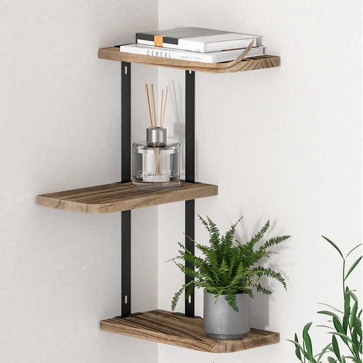 Floating Wall Shelves 3 Tiers Corner Display DIY Wall Mount Rack Homecoze