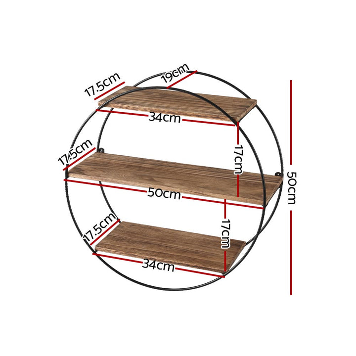 Floating Wall Shelves Round 3 Tiers Display DIY Wall Mount Rack Homecoze