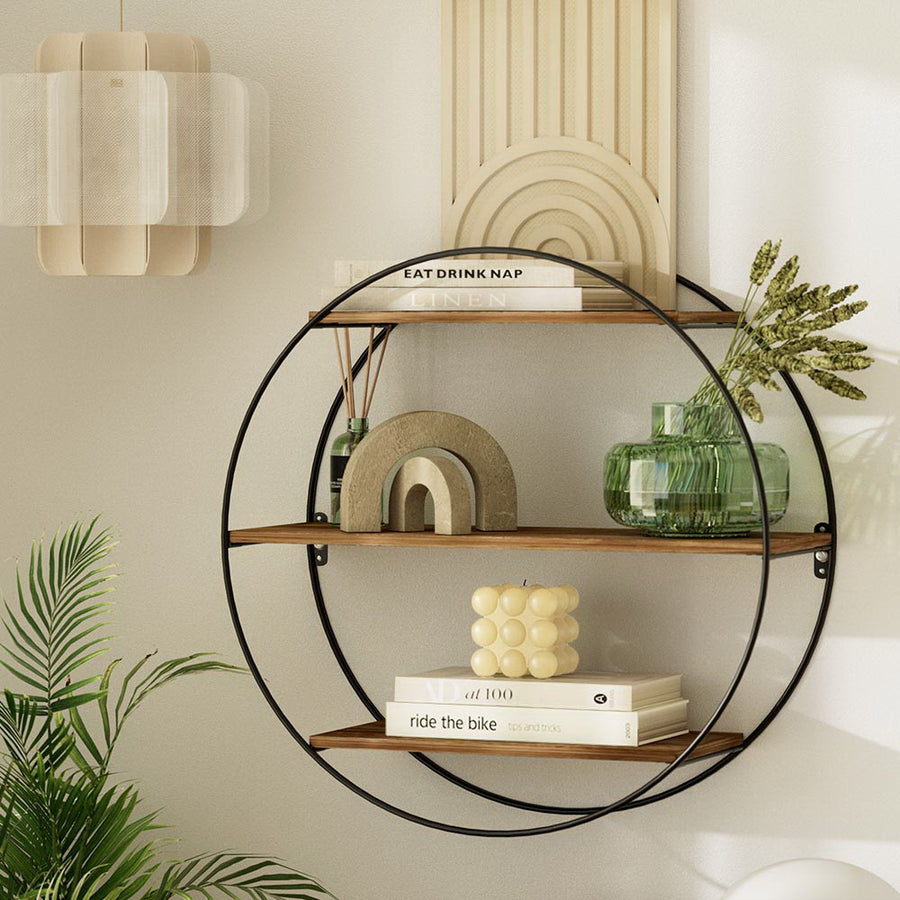 Floating Wall Shelves Round 3 Tiers Display DIY Wall Mount Rack Homecoze