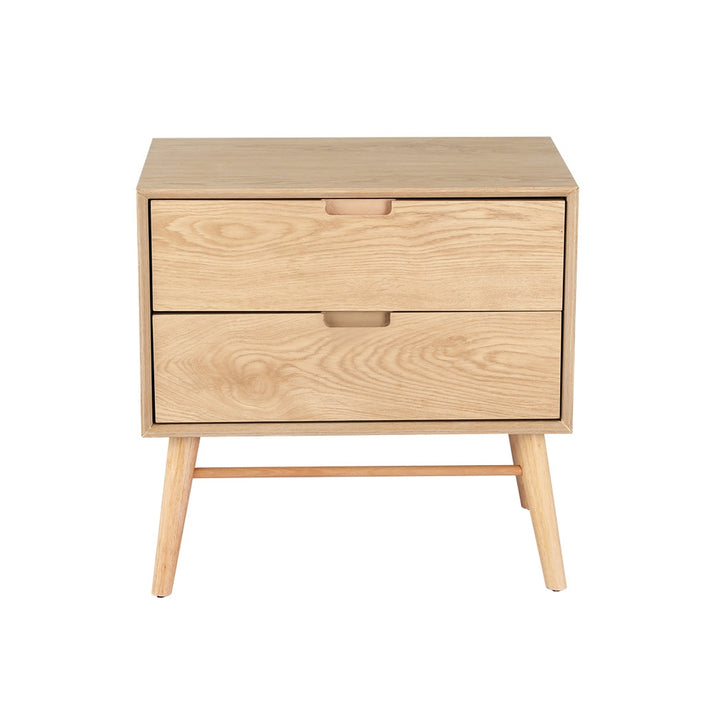 Large Rustic-Scandi Style Bedside Table 2 Drawer Nightstand - Pine Homecoze