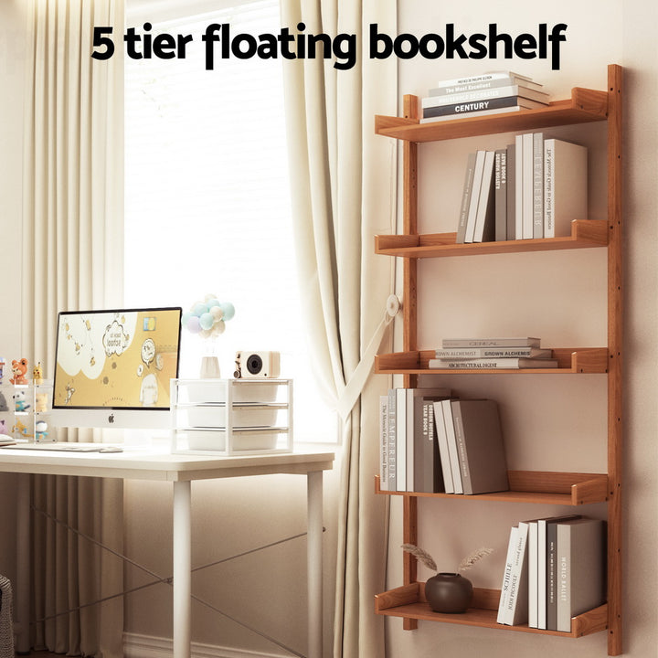 Floating Bookshelf Modern Wall Display Shelf - Oak