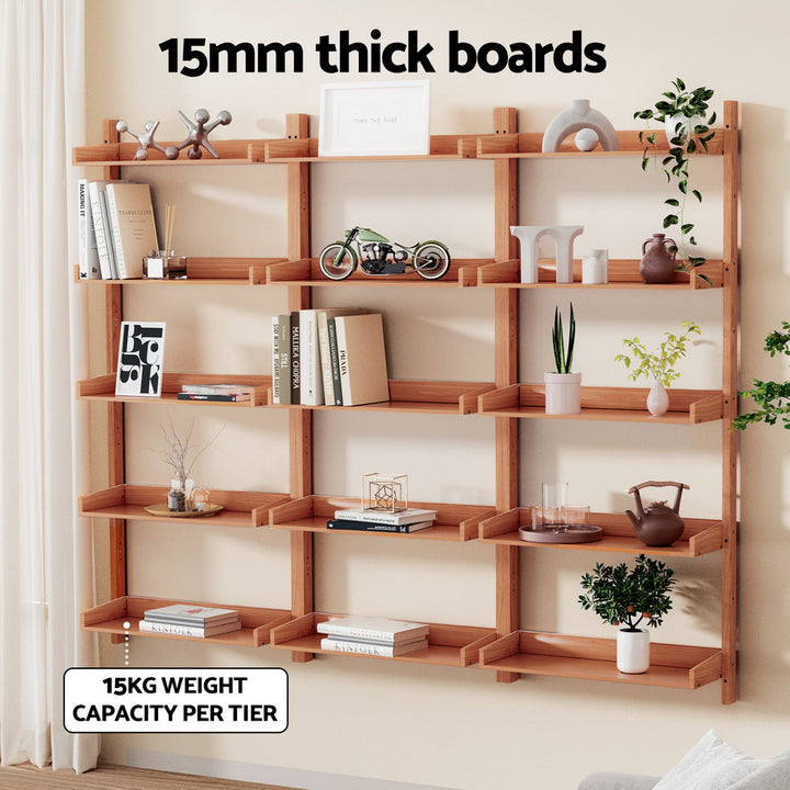 Floating Bookshelf Modern Wall Display Shelf - Oak