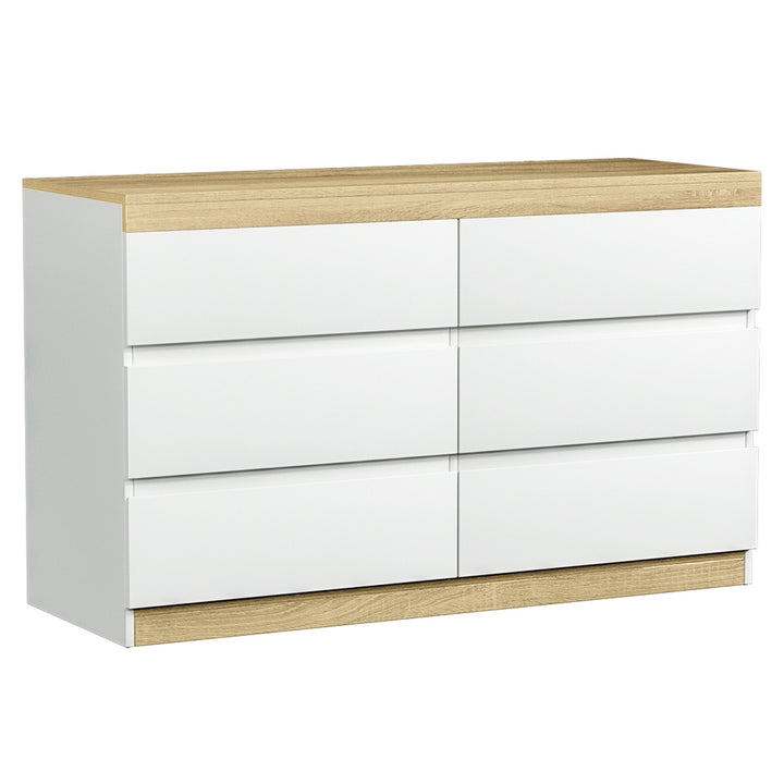 White & Wood Series Chest of Drawers Lowboy Modern Coastal Style Homecoze