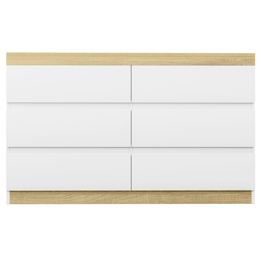 White & Wood Series Chest of Drawers Lowboy Modern Coastal Style Homecoze