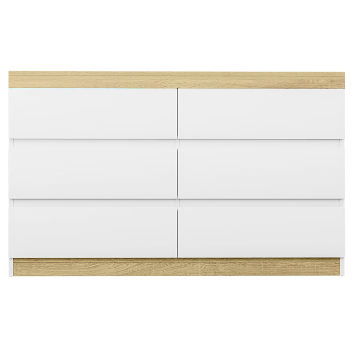 White & Wood Series Chest of Drawers Lowboy Modern Coastal Style Homecoze