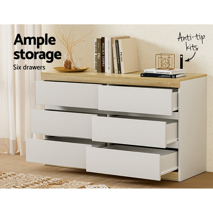 White & Wood Series Chest of Drawers Lowboy Modern Coastal Style Homecoze