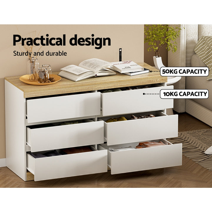 White & Wood Series Chest of Drawers Lowboy Modern Coastal Style Homecoze