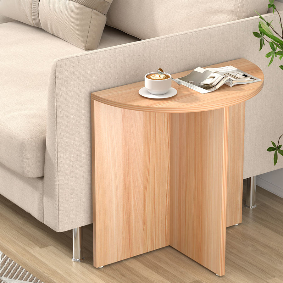 Coffee Table Semi-circle Side End Sofa Bedside Wooden Table - Oak Homecoze