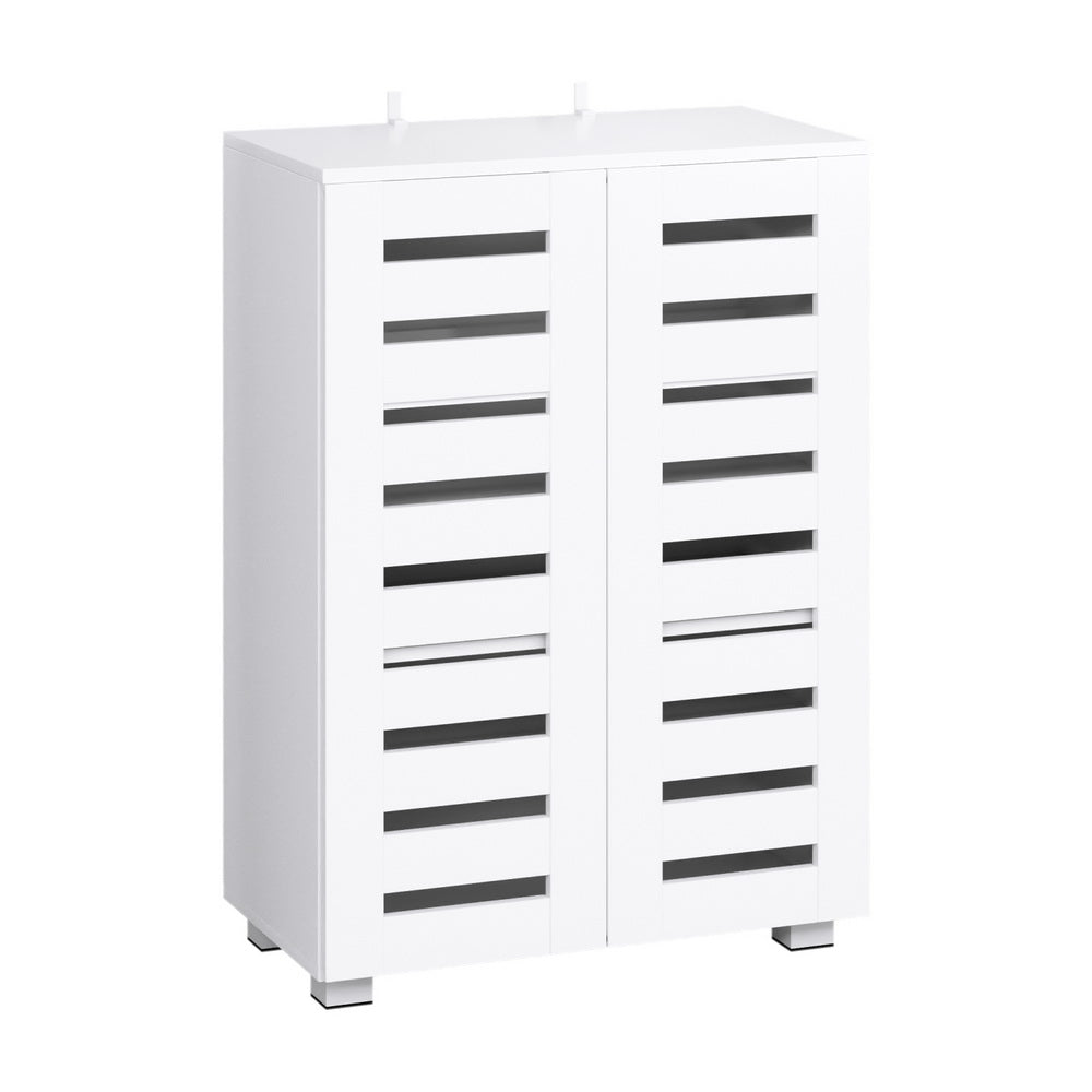 Modern 5 Tier Shoe Cabinet with 2 Ventilated Doors - White