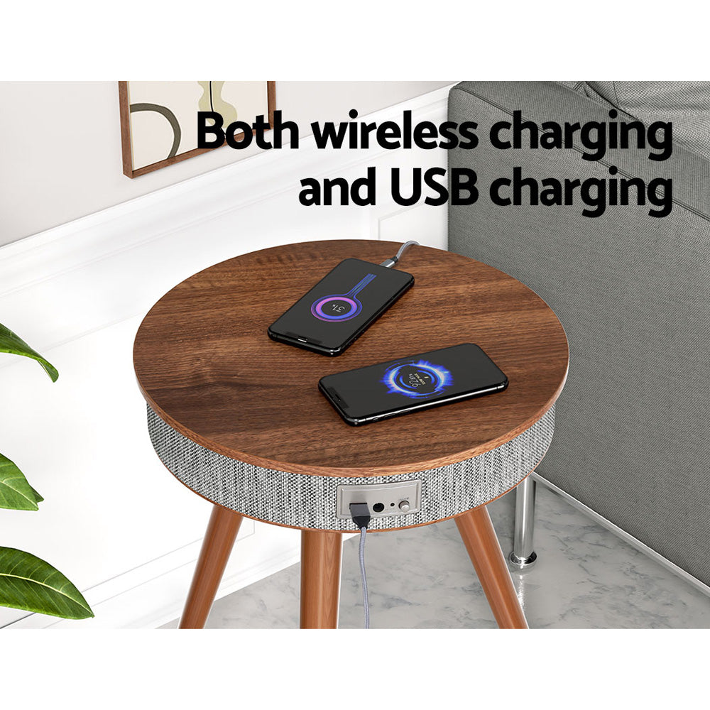 Smart Bed Side Coffee Table with Wireless Charging & Bluetooth Speaker Homecoze