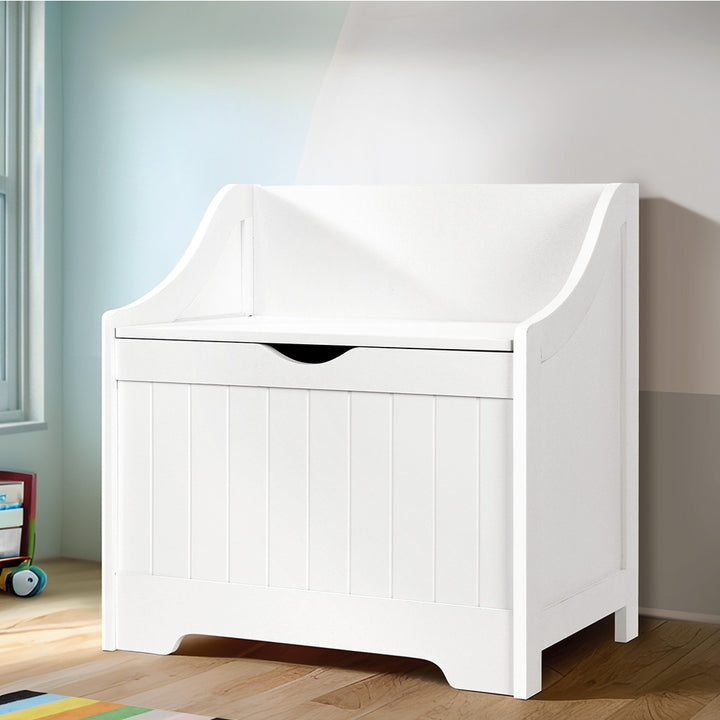 Kids Toy Box Storage Chest Bench Seat - White