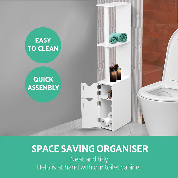 Freestanding Space Saving Narrow Bathroom Storage Cabinet - White Homecoze