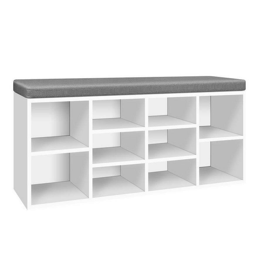 Fabric Shoe Bench with Storage Cubes - White Homecoze