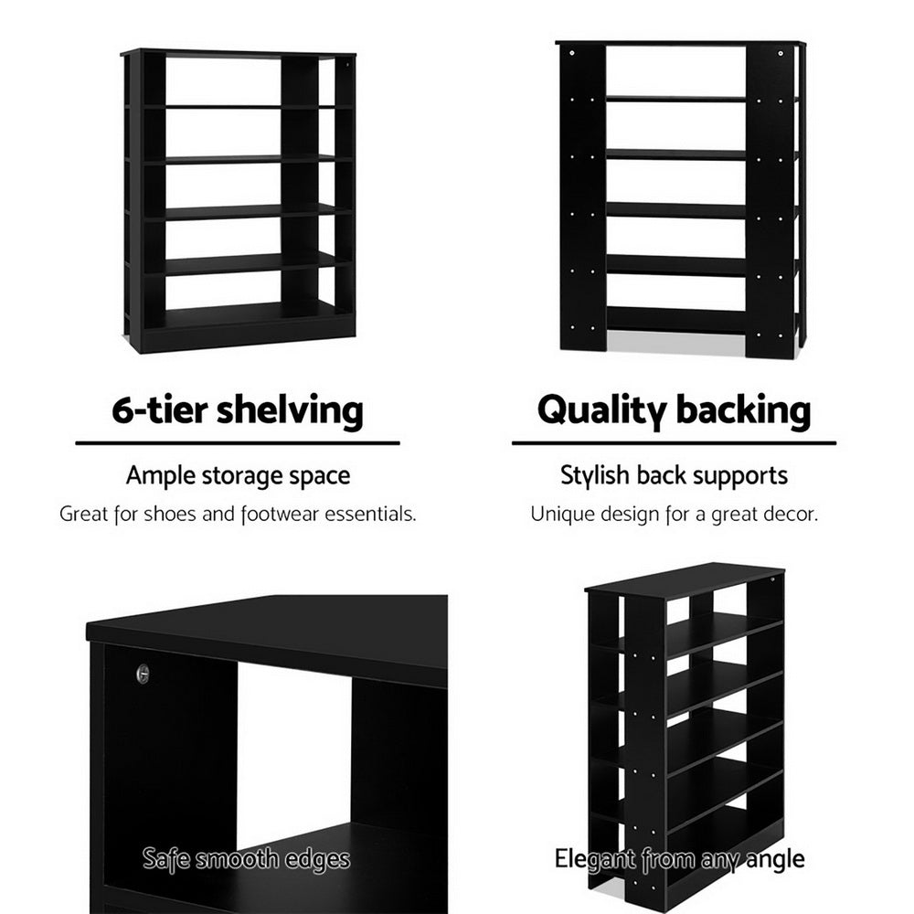 Shoe Organiser Storage Rack for up to 30 Pairs - Black Homecoze