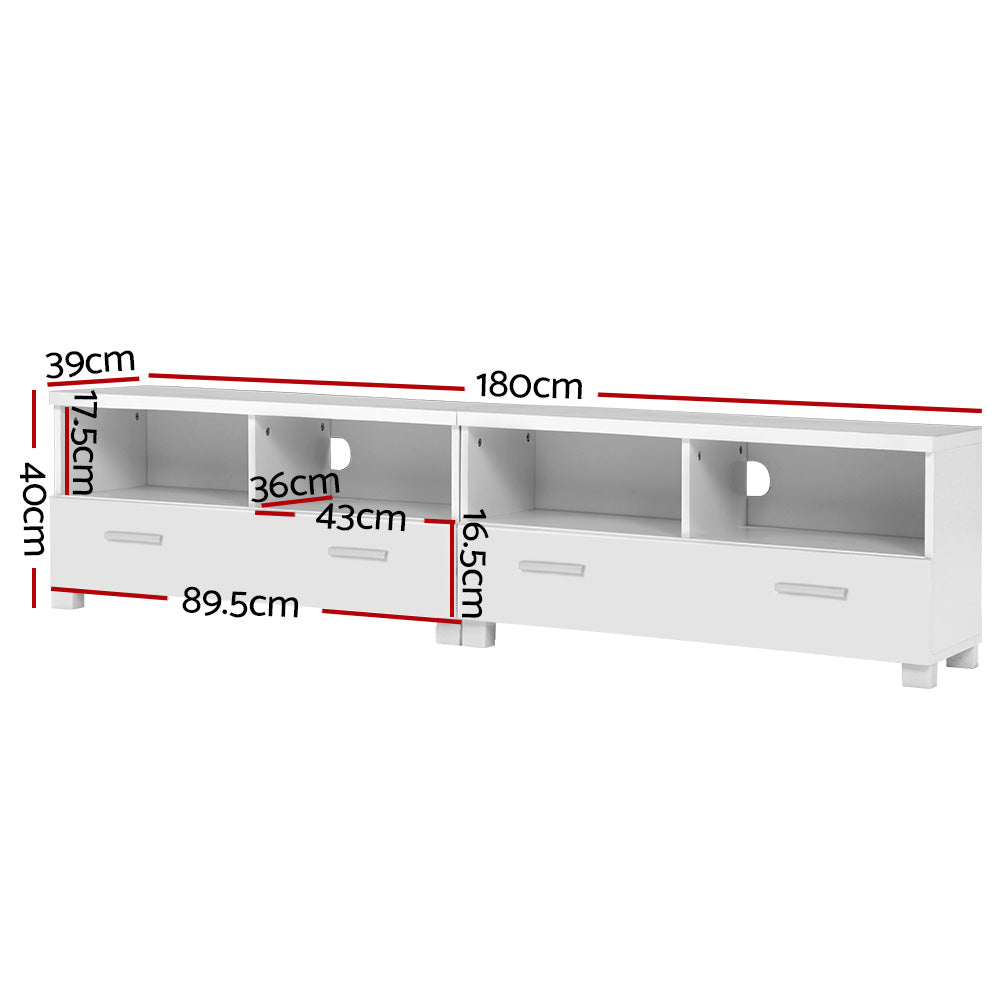 White Entertainment Unit with Drawers 180cm Homecoze