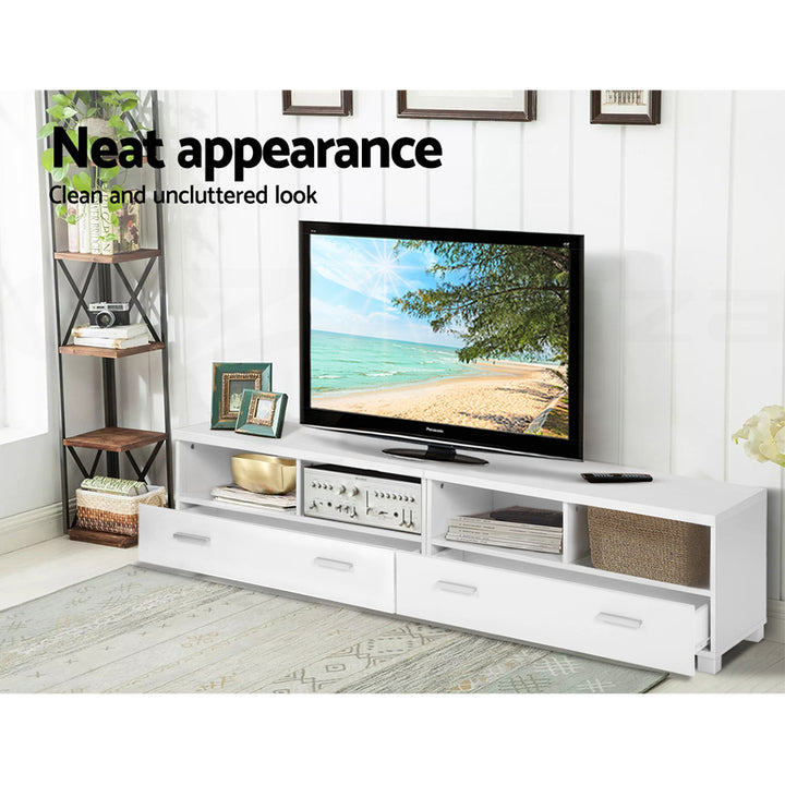 White Entertainment Unit with Drawers 180cm Homecoze