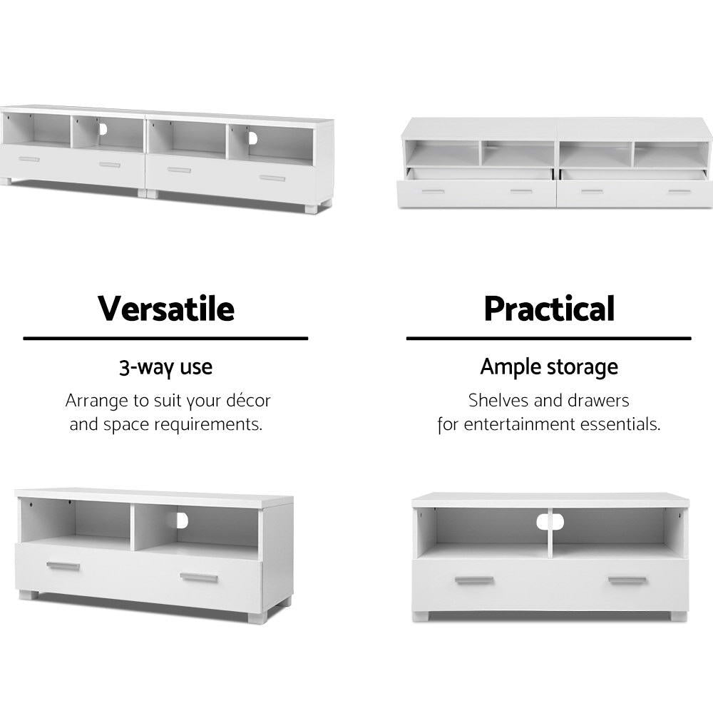 White Entertainment Unit with Drawers 180cm Homecoze