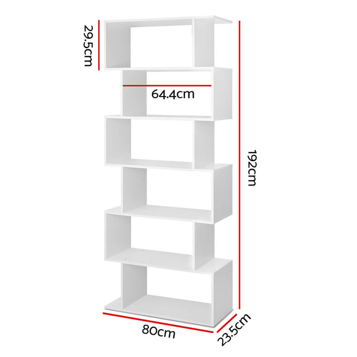 6 Tier Display BookShelf - White Homecoze