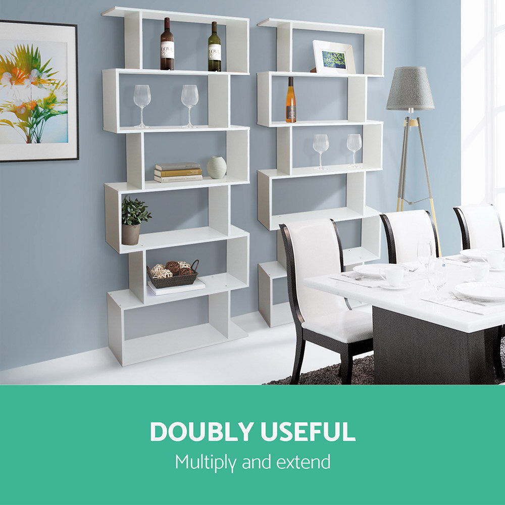 6 Tier Display BookShelf - White Homecoze