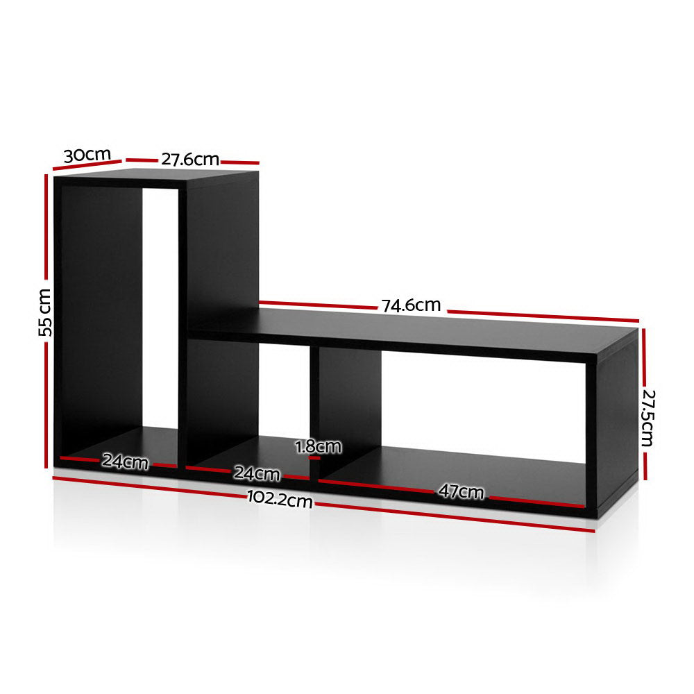 Stackable DIY L-Shaped Display Shelf - Black Homecoze