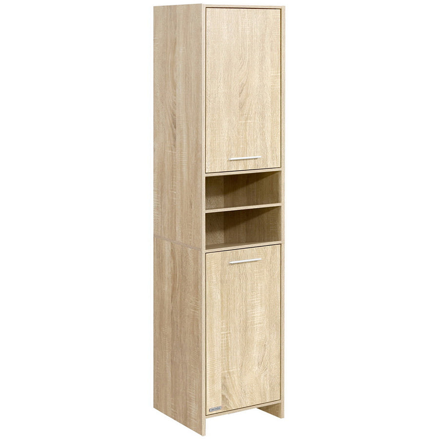 Bathroom & Laundry 185cm Tallboy Storage Cabinet with Adjustable Shelfs - Natural Homecoze