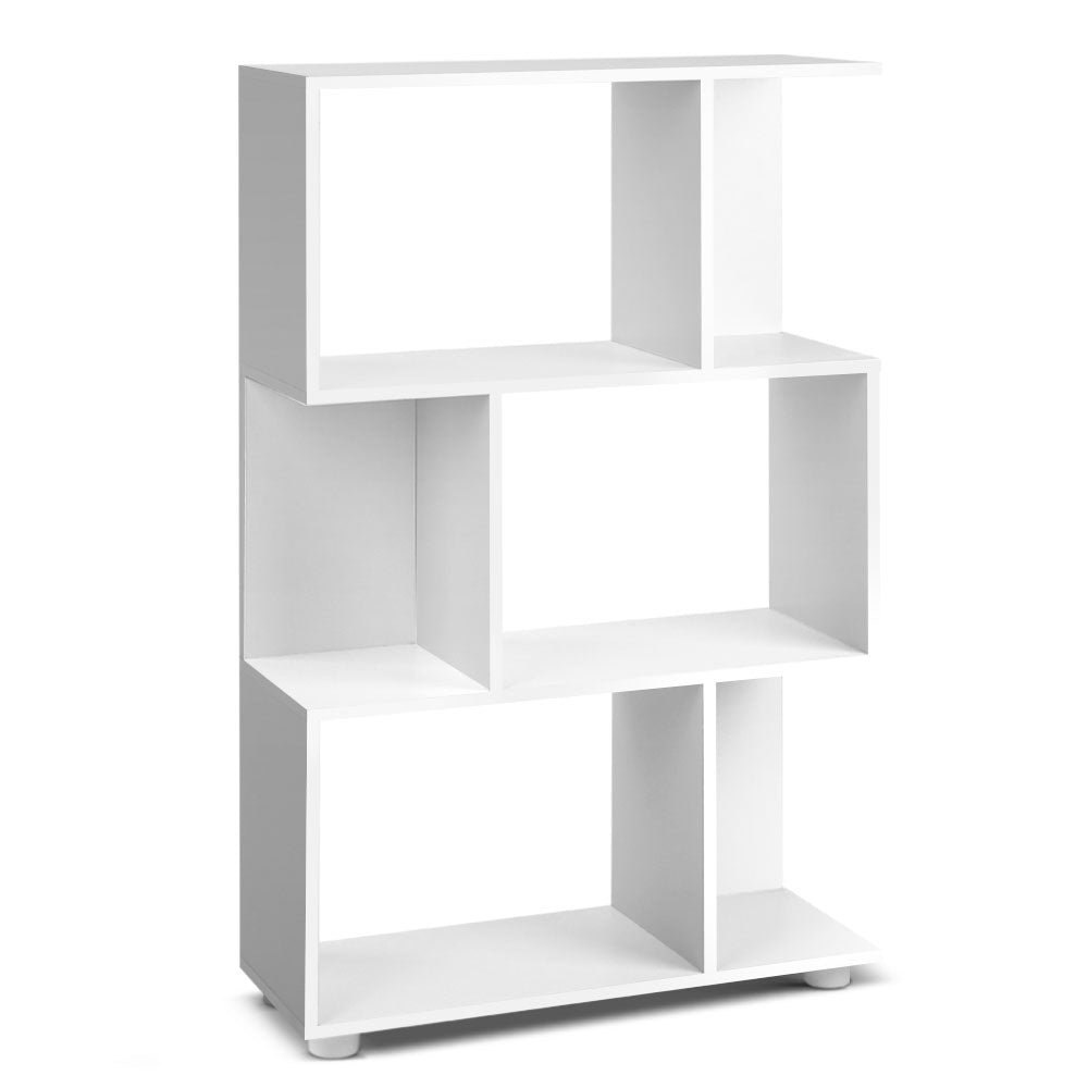 Bookshelf 3-tier Zig Zag Style White Homecoze